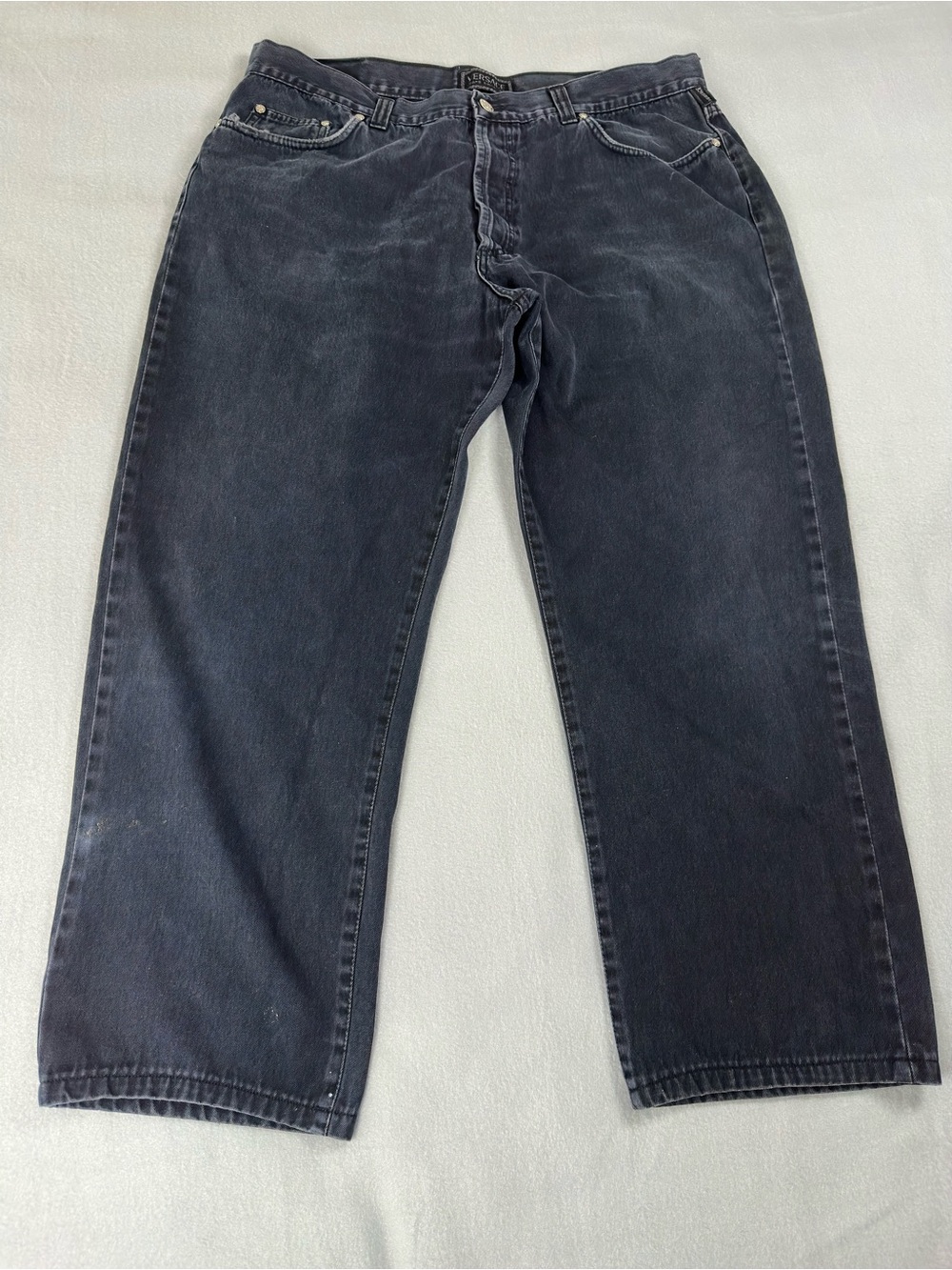 Vintage 90s Versace Jeans Signature Black Denim Pants Medusa Logo Sz 38/30
